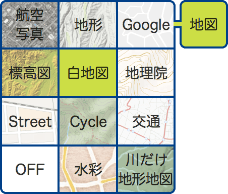 地図 表示項目を切り替える ゆる と